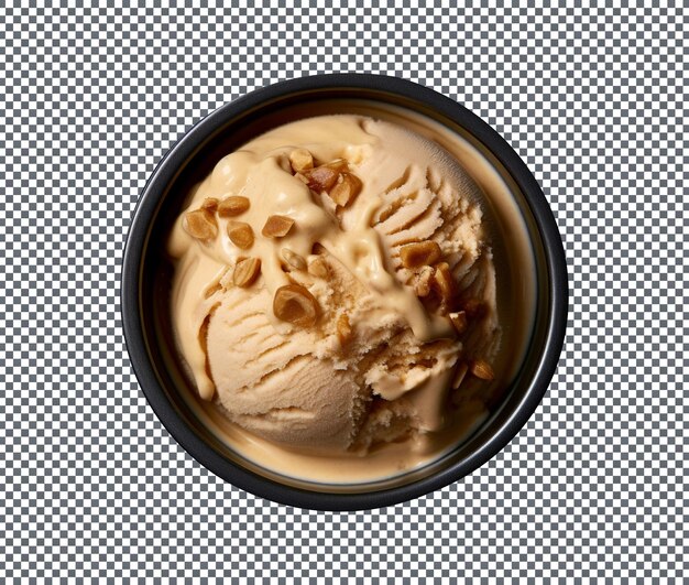 PSD 신선한 맛있는 땅콩 버터 아이스크림 고립 투명한 배경