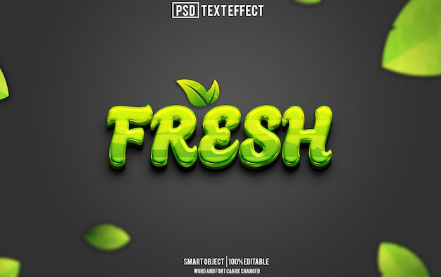 fresh text effect font editable typography 3d text