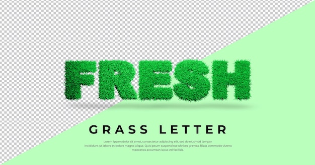 Fresh text effect with 3d grass