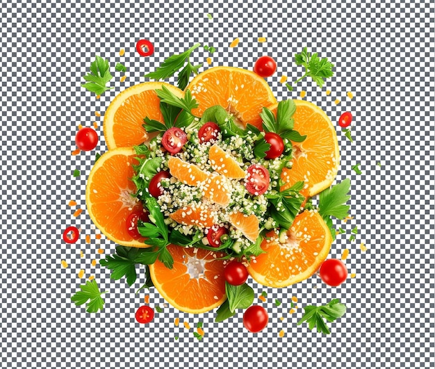 PSD fresh tibl tangerine tabouleh isolated on transparent background