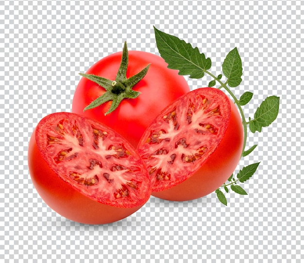 Fresh tomatoes with leaves isolsted Premium PSD