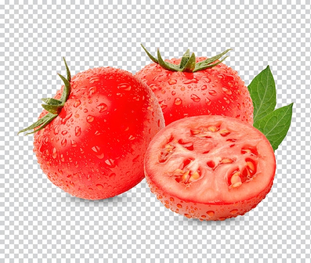 PSD fresh tomatoes with leaves isolsted premium psd