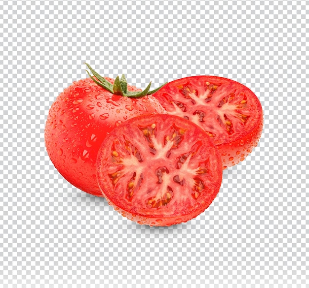 Fresh tomatoes with water drops isolated premium psd