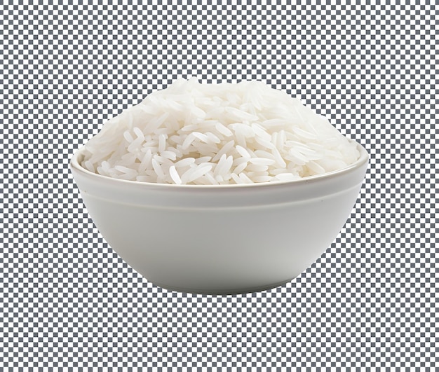 PSD fresh uncooked rice bowl isolated on transparent background