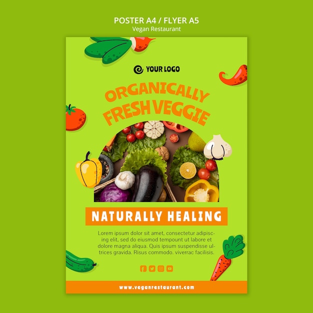 Fresh vegan restaurant poster template