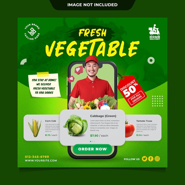 Fresh vegetable delivery social media post template