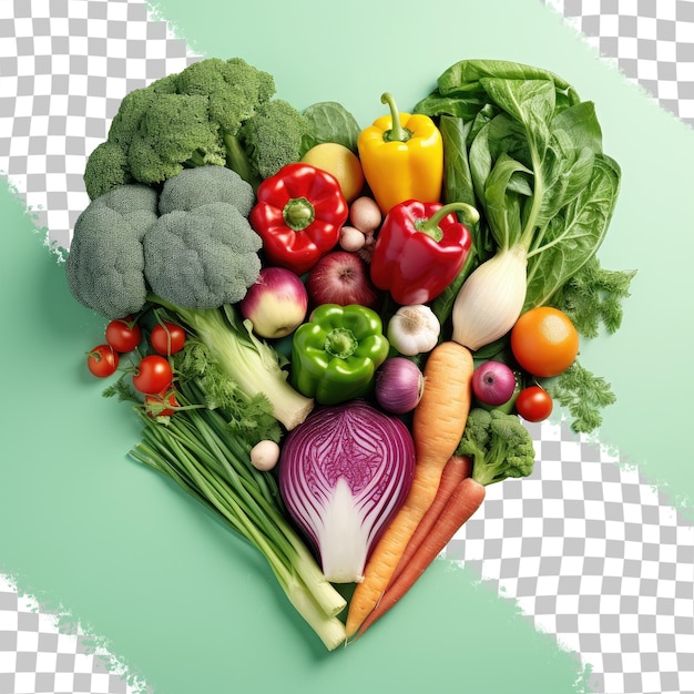 PSD fresh vegetable heart on transparent background
