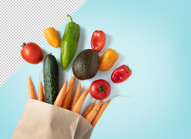 Fresh vegetable mockup in recyclable bag