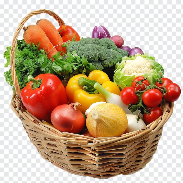 PSD fresh vegetables in basket on transparent background generative by ai