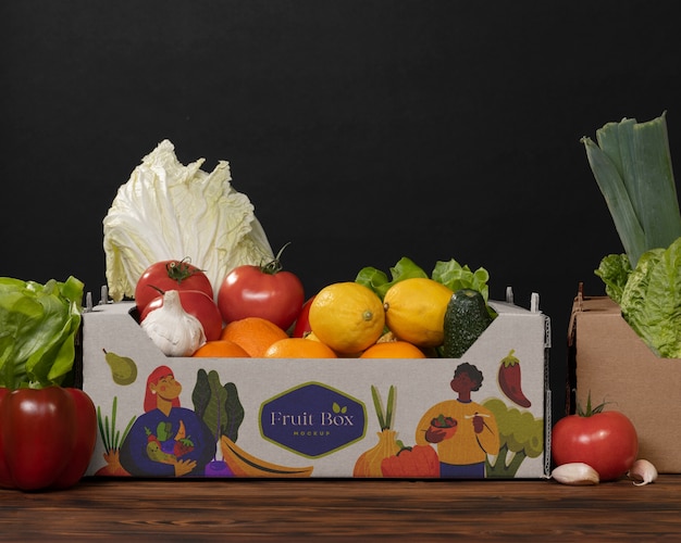 PSD fresh vegetables carton box