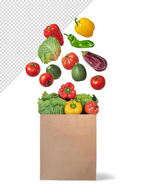 PSD mockup di verdure fresche in sacchetto di carta riciclabile