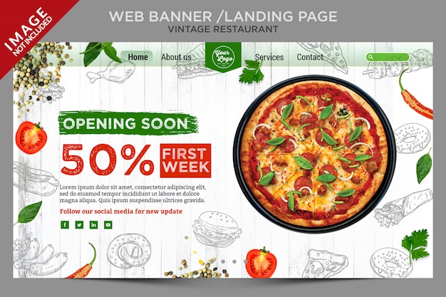 PSD fresh vintage web banner or landing page series