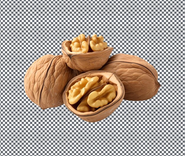 Fresh walnuts isolated on transparent background