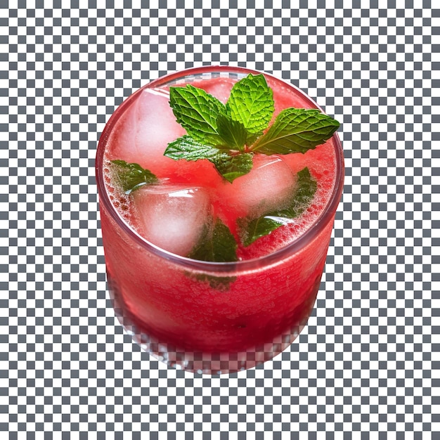 Fresh watermelon agua fresca in glass isolated on transparent background