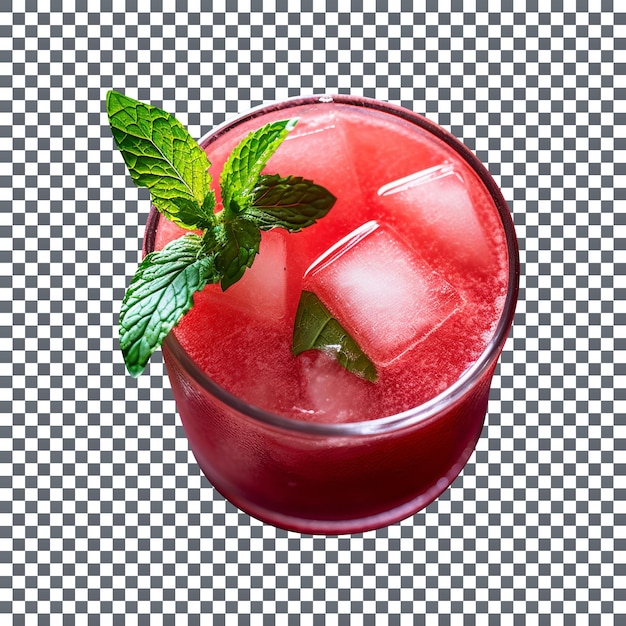 PSD fresh watermelon agua fresca in glass isolated on transparent background