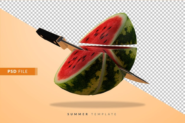 Fresh watermelon isolated 3d rendering