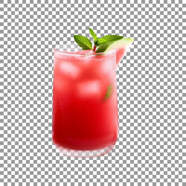 PSD fresh watermelon juice glass isolated on transparent background