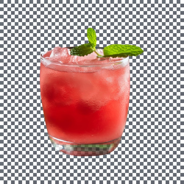 PSD fresh watermelon juice glass with ice isolated on transparent background