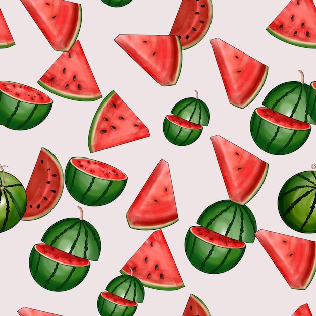 PSD fresh watermelon seamless pattern