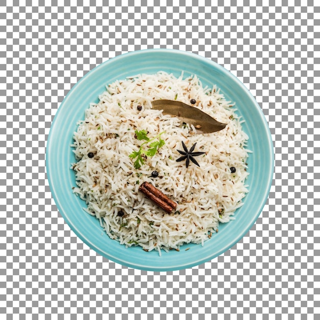 PSD Свежий белый рис в тарелке с прозрачным фоном