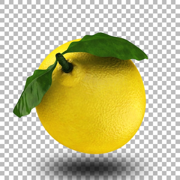 あなたのデザインアセットに合う、緑の葉を持つ新鮮な黄色いレモン