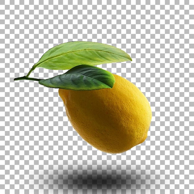 Fresh yellow lemon with green leafs fit for your design assets