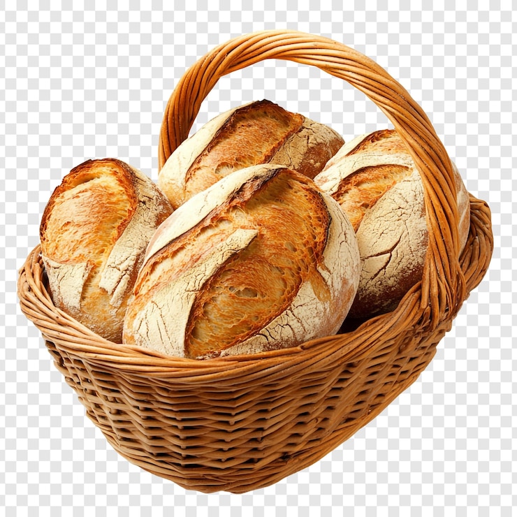 PSD freshly baked bread in a basket
