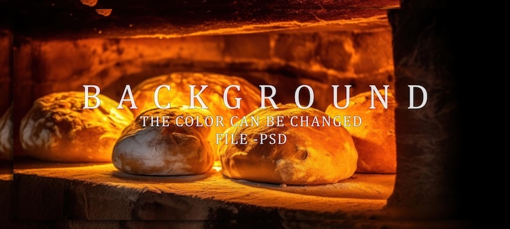 PSD freshly baked bread in a brick oven