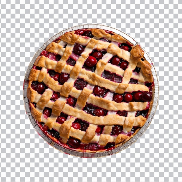 freshly baked cherry pie on isolated on transparent background