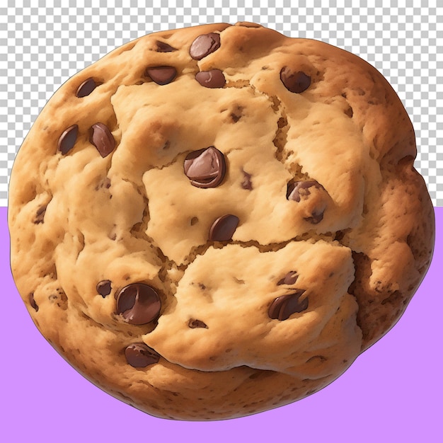 A freshly baked chocolate chip cookie isolated object transparent background
