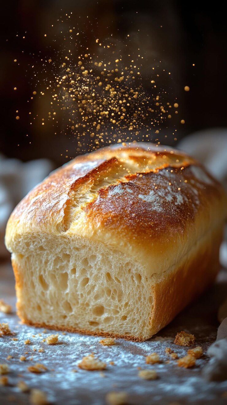 PSD a freshly baked loaf of bread with a dusting of flour