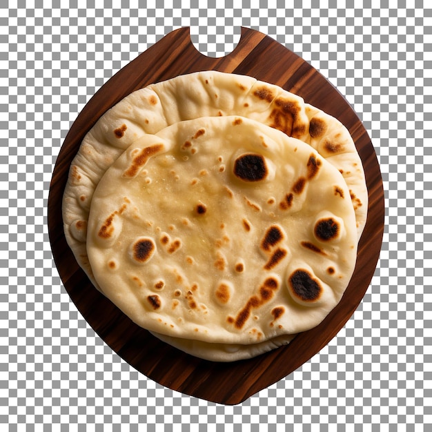 Freshly baked naan bread isolated on transparent background