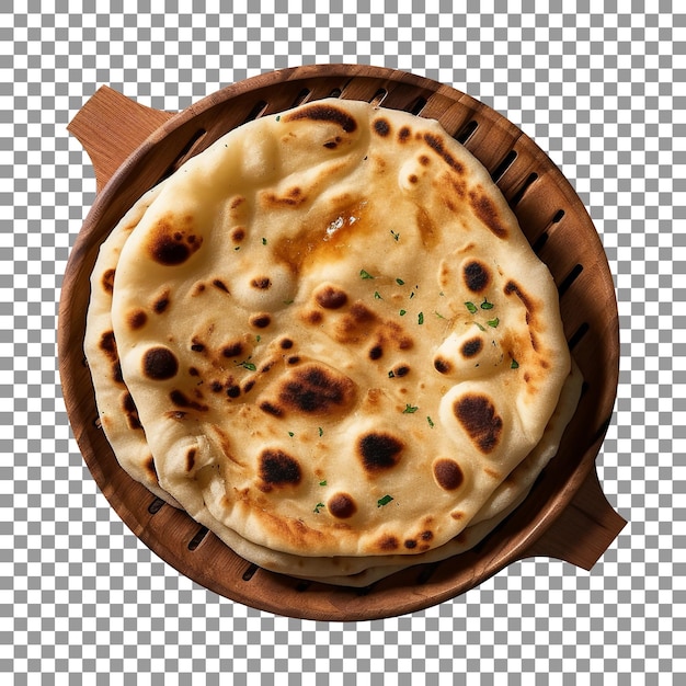 PSD freshly baked naan bread isolated on transparent background