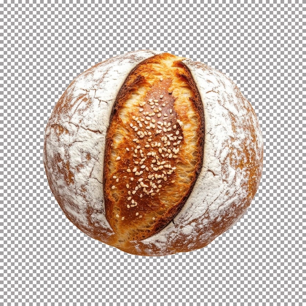 freshly baked round bread with sesame seeds sitting on a clean surface