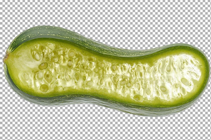 PSD freshly cut cucumber revealing vibrant green interior and juicy seeds perfect for salads or snacks captured in natural light
