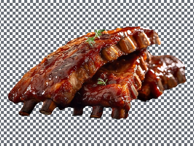 PSD freshly grilled lamb ribs isolated on transparent background