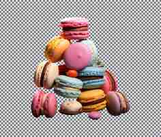 PSD freshly made colorful macarons isolated on a transparent background