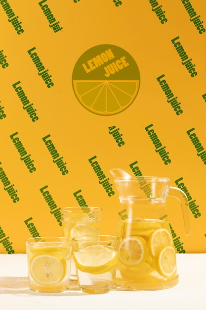 PSD freshly made lemonade on a table