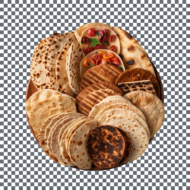 PSD freshly made mix variety bread isolated on transparent background