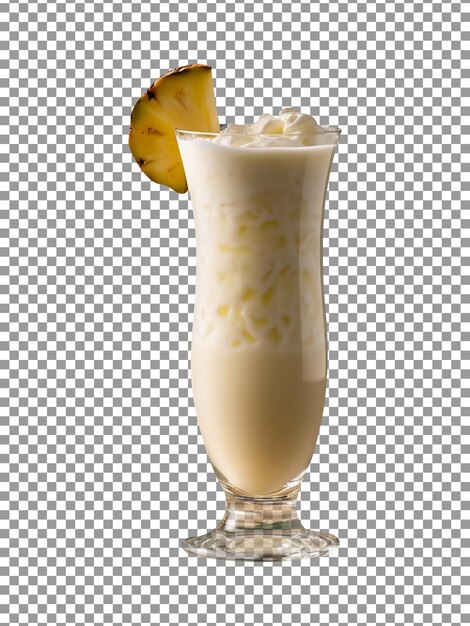 PSD freshly made pineapple pina colada drink glass isolated on transparent background