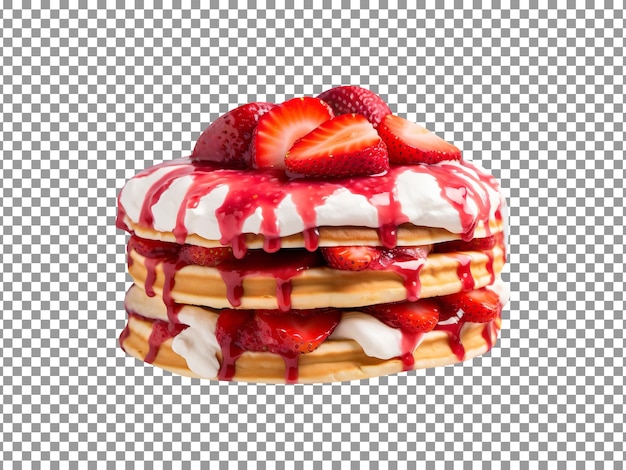 Freshly made strawberry cheesecake pancakes isolated on transparent background