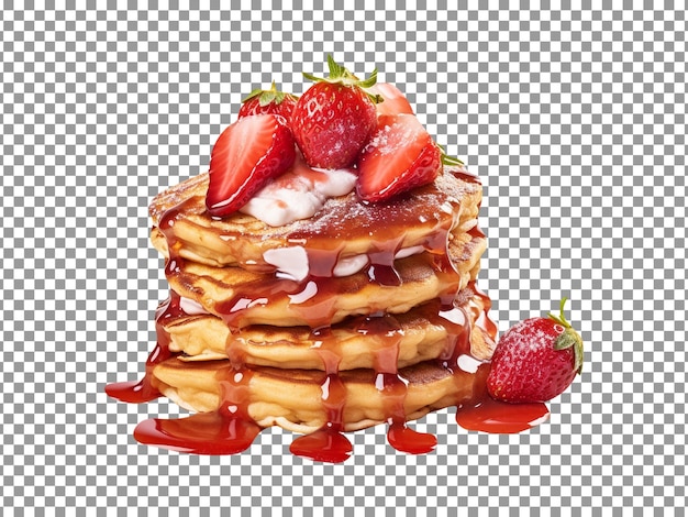 PSD freshly made strawberry pancakes isolated on transparent background