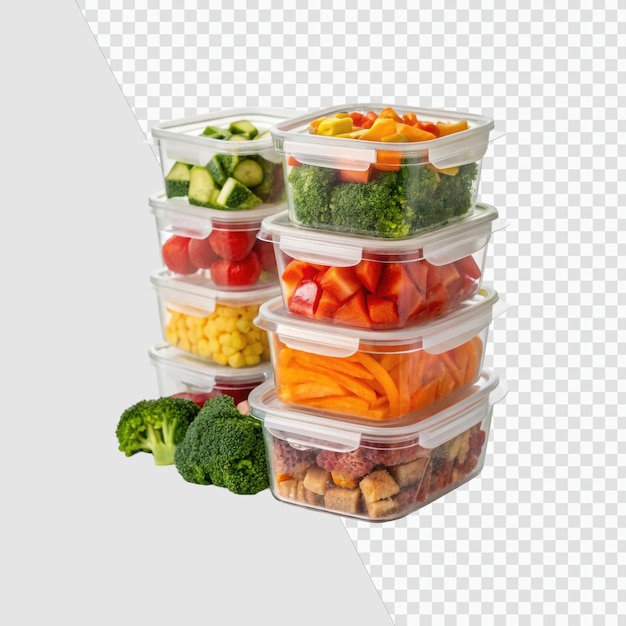 Свежеприготовленные овощи в контейнерах для хранения продуктов питания