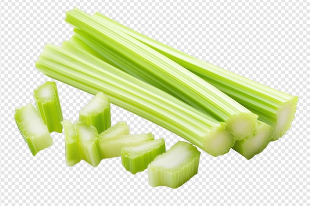 freshly sliced celery stalk with isolated background with isolated on transparent background