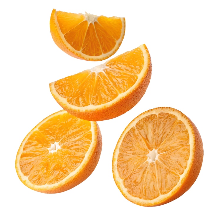 PSD freshly sliced orange fruit showcasing its juicy segments