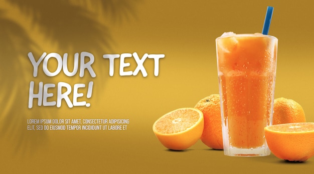 PSD freshly squeezed orange juice in tall glass mockup