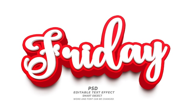 Friday 3d editable photoshop text effect style