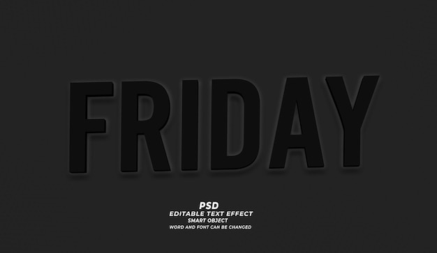 Friday 3d editable text effect photoshop psd template