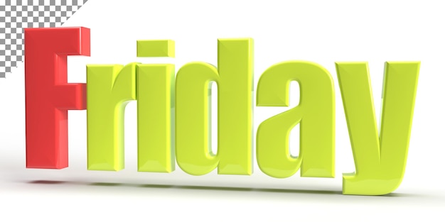 Friday 3d rendering calendar concepts name of the day in the week