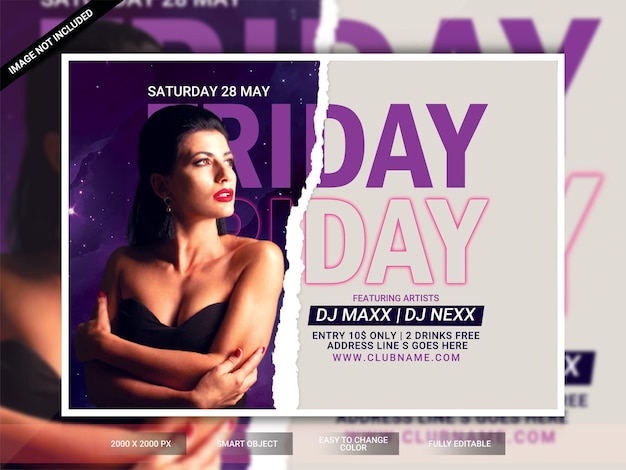 Friday club night party flyer template